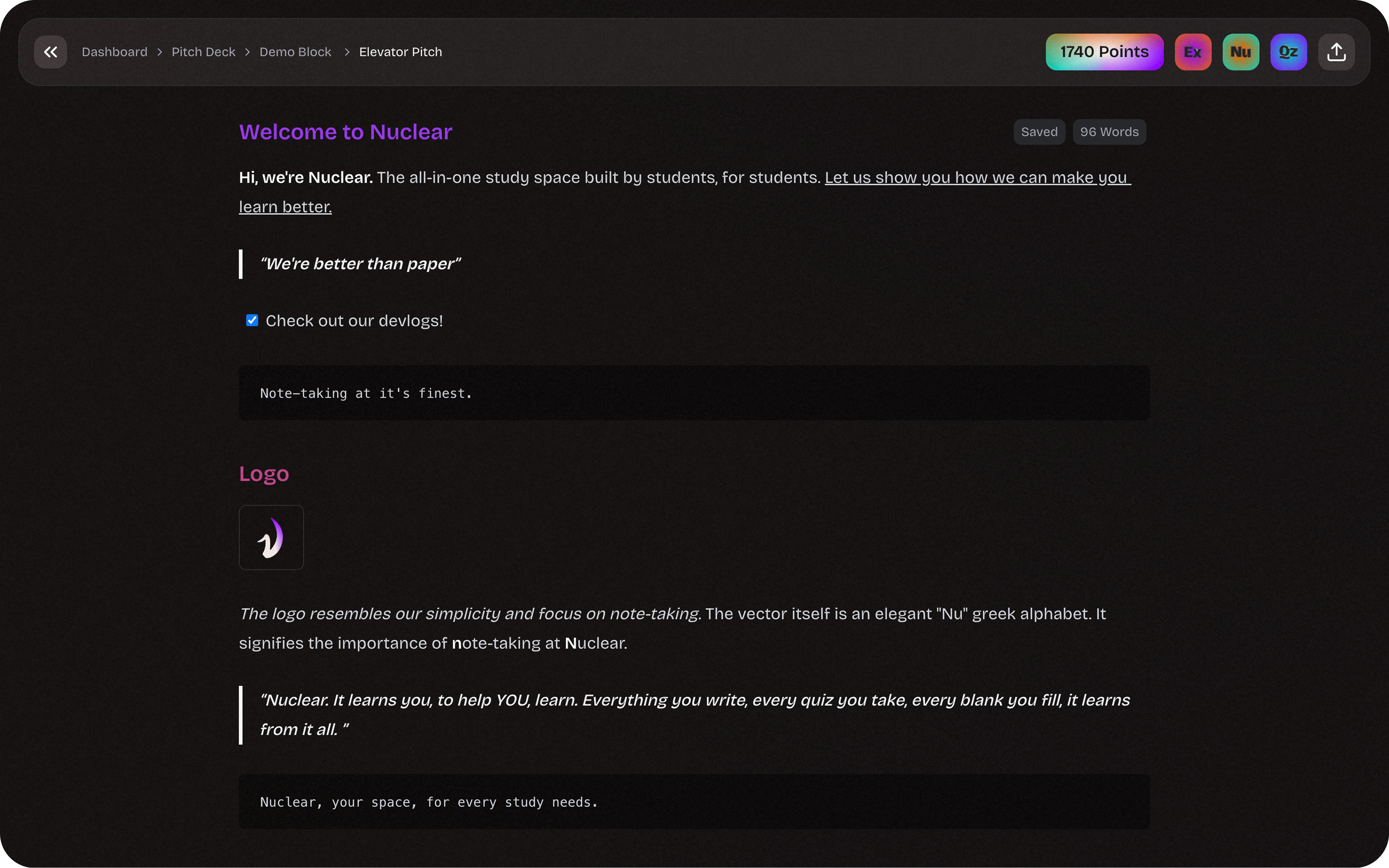 Nuclear AI-powered note-taking interface